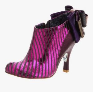 Irregular Choice "Baby Beauty" Pink Purple Metallic Bootie Heels, Size 8
